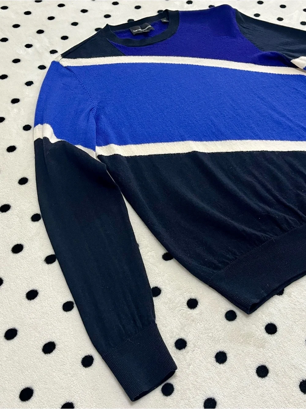 Emporio Armani Colorblock Striped Knit Crewneck Sweater Size S
